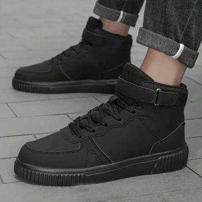 男士休闲运动鞋 新款高帮滑板鞋 女士厚底平底圆头套脚靴 透气除臭 个性街头风摩托车靴 男女通用户外旅行度假真皮摩托车靴 大码鞋 男女情侣鞋 尺码36-46