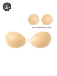 2 peças/1 peça Sutiã Adesivo Silicone Invisível com Sustentação, Sutiã Adesivo Reutilizável, Respirável, Realça a Linha do Busto, Adequado para Vestidos e Ocasiões Formais - Multicolorido - Visão 19