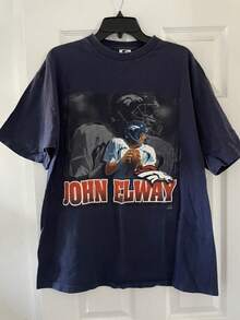 Vintage Made In USA Denver Broncos John Elway T Shirt Large Starter N FL Football - Black - View 1