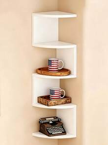 Bộ 1 kệ góc treo tường 2/5 tầng màu đen, thiết kế hiện đại với các lớp xếp so le, phù hợp với không gian góc tường, dùng để trưng bày đồ trang trí và cây cảnh, thích hợp cho góc tường phòng khách/phòng ngủ, trang trí nhà cửa và phòng tắm. - Đen và trắng - Xem 13