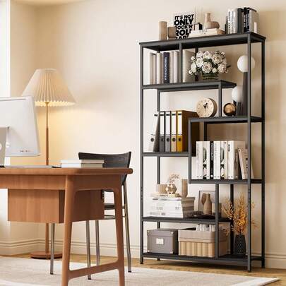 Scaffale da forno indipendente a 7 ripiani, ripiani da pavimento, ripiani aperti, adatto per soggiorno, ufficio, studio, disponibile in 2 colori