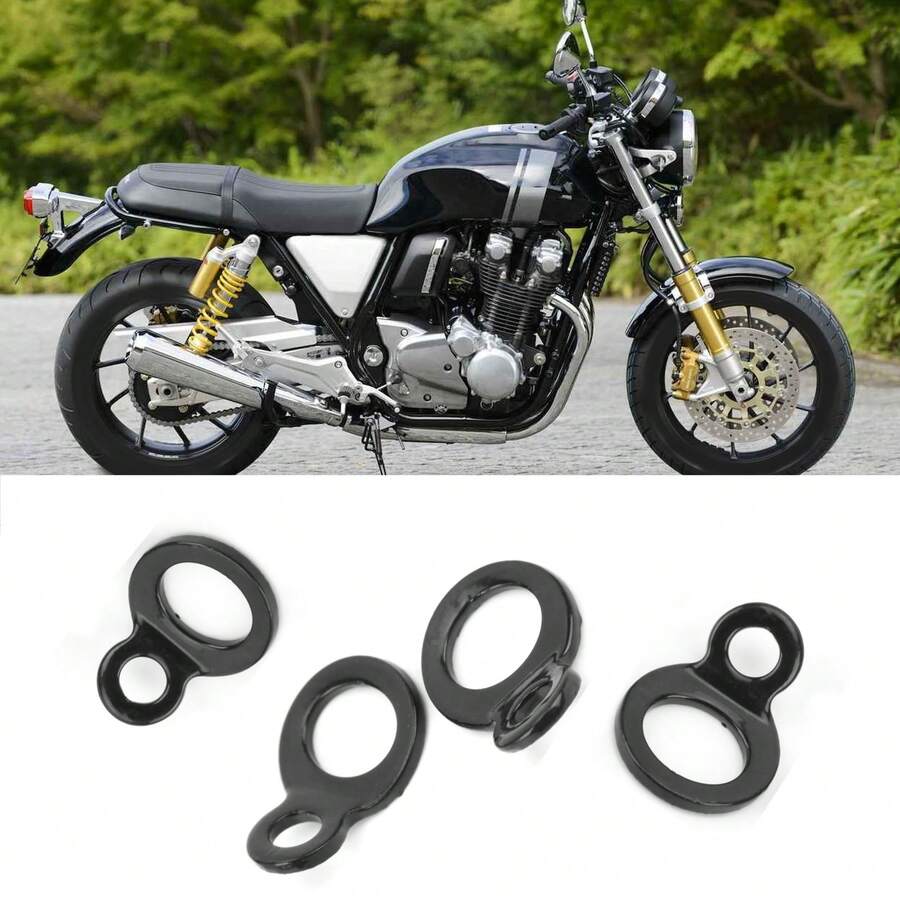 4pcs Motorcycle And Trailer Tie Down Anchor Point Fixing Tools – 8-Shaped Buckle Tie Down Strap Anchors For Secure Hauling, Cargo Stabilization, Van And Truck Racks, Heavy-Duty Mounting Hardware, Quick-Release And Anti-Slip Design For Bungee And Webbing Straps, Versatile For ATV, Boat, And Cargo Trailers, Reliable, Universal Fit, Easy To Install And Store - Black - View 1