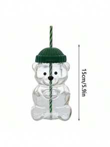 Cốc thủy tinh hình gấu 20oz không nhãn, cốc hình gấu mật ong có ống hút, cốc thủy tinh có nắp và ống hút, cốc dễ thương, cốc hình gấu mỏ vịt, đồ uống bằng thủy tinh dùng cho cà phê, bia, rượu vang, cocktail. - Hồng - Xem 2
