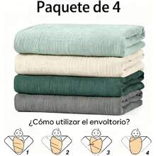 4PK Manta de Muselina para Bebé para Niños y Niñas, Paños para Eructos Bebe de Algodón Suave, Extra Suaves y Absorbentes, Agradable para la Piel Mantas de Algodón para Recién Nacido,120x120cm (D),36743809 - Rojo y blanco - Ver 5