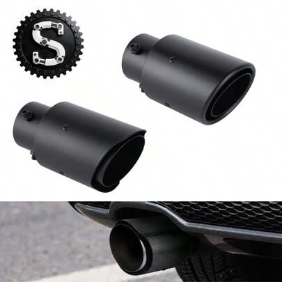 1pc 2.48 Inch (6.3cm) Diameter Exhaust Tip, Rolled/Straight Edge Round Angled Tip Straight Pipe, Stainless Steel, Single Outlet, Rear Decoration, High Quality Universal Auto Modification Part, Exterior Upgrade Accessory (Suitable For Cars, Motorcycles)