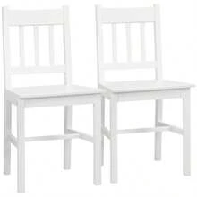 Set Of 2 Dining/Kitchen Chairs, Solid Wood, 41 Cm X 46.5 Cm X 85.5 Cm, White