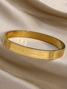 1 Peça Pulseira Bracelete Vintage Único com Texto para Mulheres, Pulseira Bracelete Dourada Minimalista para Presente de Joias de Aniversário, Natal e Festa - Multicolorido - Visão 5