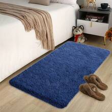 Modern Indoor Soft And Lightweight Carpet, Suitable For Living Rooms, Bedrooms, Dormitories, Blue Polyester Tufted Carpet, Corridor Carpet, Home Decoration Plush Plush Carpet, Camel Comfortable Thin Plush Carpet - 寶藍色 - 查看 13