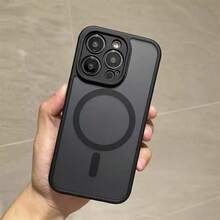 Funda negra agradable para la piel para Apple  17 Pro Max, nueva funda de carga inalámbrica magnética para  16, diseño minimalista para  15 Pro, funda de protección contra caídas de cobertura total, funda protectora MagneticSafe, funda unisex - Negro - Ver 2