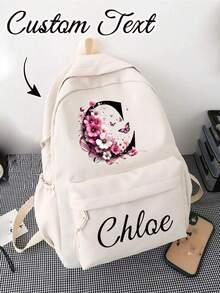 1 pieza Mochila de viaje personalizada con 26 letras personalizadas, mochila casual de nailon de unicolor con personalización de nombre exclusivo - Multicolor - Ver 6