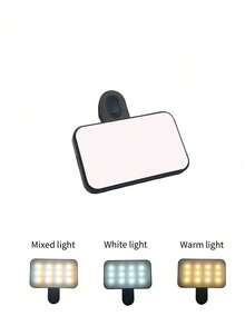 1pc LED Selfie Ring Light, 3 Lighting Modes, Mini Clip-On Fill Light, For Makeup, Live Streaming, Video, Compatible With Phones & Cameras, Suitable As Holiday, Birthday, Housewarming, Wedding Gift - Black - View 3