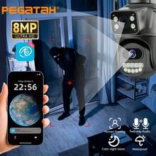 800万像素超高清户外WiFi安防摄像头，双镜头云台摄像机，5倍光学变焦，移动侦测，夜视，双向语音，IP66防水 - 黑色 - 查看 3