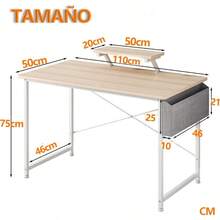 Escritorio para Computadora Moderno Estudio Furniture con Bolsa de Almacenamiento Viene con Soporte PC de Escritorio 110 X 50 X 75 CM Natural - Natural - Ver 2