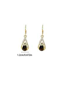 1 Pair Women's Teardrop Pendant Earrings, Gold-Tone Cubic Zirconia Double Teardrop Pendant Earrings, Lightweight & Elegant Leverback Earrings, Jewelry For Wedding & Party - Multicolor - View 9