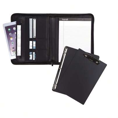 Professional Padfolio Bundle, Includes Removable Clipboard, 0.5Inch Round Ring Binder With Secure Zippered Closur...