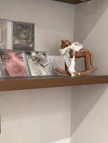 1pc Handcrafted Wooden Rocking Horse Decor, With Ribbon, Vintage Countryside Style Desk Ornament, Suitable As Friend's Commemorative Gift Or Decorative Accessory - Multicolor - View 5