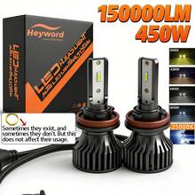 Heyword 2 件 H7 LED Canbus 汽车大灯超级 HB4 H11 H4 H1 9012 HB3 9005 9006 灯泡，适用于 6000K、3000K、4300K、8000K 汽车灯