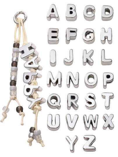 10/26 hạt chữ cái acrylic bạc lỗ lớn từ A-Z, đồ dùng thủ công DIY, thích hợp làm móc khóa và phụ kiện điện thoại, đa năng cho nhiều dịp, cần thiết cho các dự án thủ công DIY.
