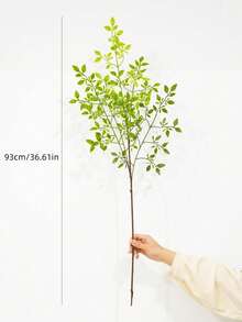 1pc Artificial Long Branch Nandina/Heavenly Bamboo, Made Of PVC Material, Home Wedding Decor Lifelike Fake Plant - Green - View 4