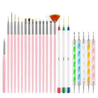 23-Piece Nail Art Brush Set Nail Art Dotting Pen Gradient Brush Ultra-Fine Liner Brush Line Brush Leaf Brush Heart Brush Flower Brush Nail Art Design Tools