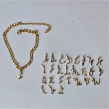 1入不鏽鋼心形和字母項鍊腳鏈，適合女士 - 金色 - 查看 11