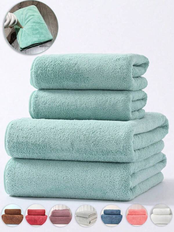 1pc Coral Fleece Soft Absorbent Quick-Dry (Lightweight) Solid Color Non-Shedding Bath Towel, Suitable For Home Bathing, Face Washing, Or 1pc Salon Hotel Sports Home Use Bath Towel, Household Essential, Towel, Skincare Towel