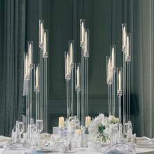 2Pcs 5 Arm Acrylic Floor Candelabra,45.7inch Tall Clear Transparent Taper Candle Holders For Weddings, Mother's Day Parties, Home Decor,Elegant Candlestick Holder Centerpiece Indoor Outdoor Use, Fit 0.82'' LED Candle - 燭台透明 - 查看 5