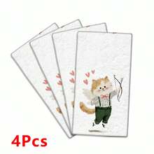 2/4 Piezas Juego, Paños de Cocina con Estampado de Gato Arquero, Toallas Modernas de Microfibra Super Absorbentes para Cocinar, Hornear, Lavar Platos, Limpiar, Toallas de Mano, Paños de Té, Suaves y Altamente Absorbentes, Decoración de Cocina, Regalos para Vecinos, Madres, Cumpleaños, Inauguración de Casa para Amigos, Artículos Esenciales de Cocina, Necesidades Diarias - Multicolor - Ver 13