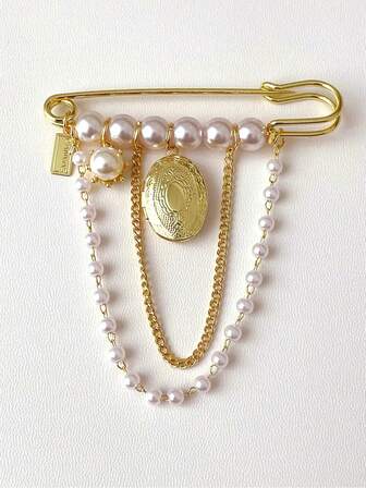 1 pieza Broche con cadena de corazón y borla, estilo callejero, accesorio decorativo colgante que se puede usar en blusas, pantalones, zapatos, bolsos, accesorio de moda, adecuado como regalo para amigos