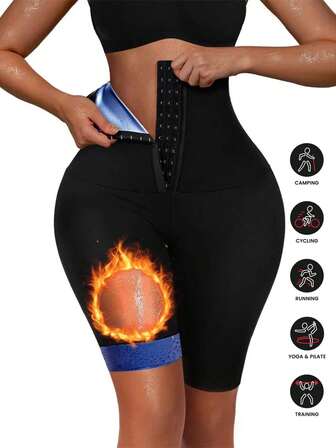 1 st damshorts med hög midja och kompression för bastuträning, halkfria sportshorts, shapewearbyxor med hög midja och justerbar midja, svettavvisande, 13 cm innerben, sommarnyheter 2025, främjar kaloriförbränning, formar låren, lämplig för fitness och yoga, gymtillbehör med varm bastueffekt, midjetränare för viktminskning, midjebälte, bröstbindare för viktminskning