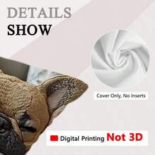 TOPSSCTR 1 față de pernă cu imprimeu vintage cu buldog francez, imprimare pe o singură față, lavabilă la mașină, închidere cu fermoar, material poliester, potrivită pentru diverse camere - ideală pentru Crăciun, Anul Nou, Ziua Îndrăgostiților (inserția de pernă nu este inclusă), față de pernă decorativă - Maro - Vizualizare 4