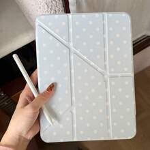 六色波点亚克力iPad保护壳，适用于iPad第11代、iPad Pro 2025、iPad Air 7/6、第10代、11英寸，可爱设计，带笔槽，可折叠，简约韩式风格 - 彩色 - 查看 23