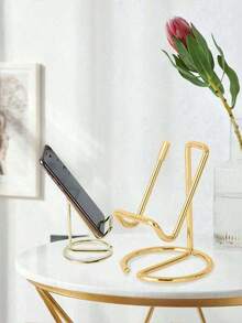 2025 Durable Metal Phone Stand Desktop Holder, Dual-Use Lazy Viewing Bracket With Card Clip, Iron Alloy Mobile Support For Living Room, Bedroom, Study, Office Desk, Video Calls And Streaming - 金子 - 查看 10