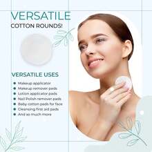 Organic Cotton Round Makeup Remover Pads, Hypoallergenic, Lint-Free, Facial Exfoliating Cleansing Pads