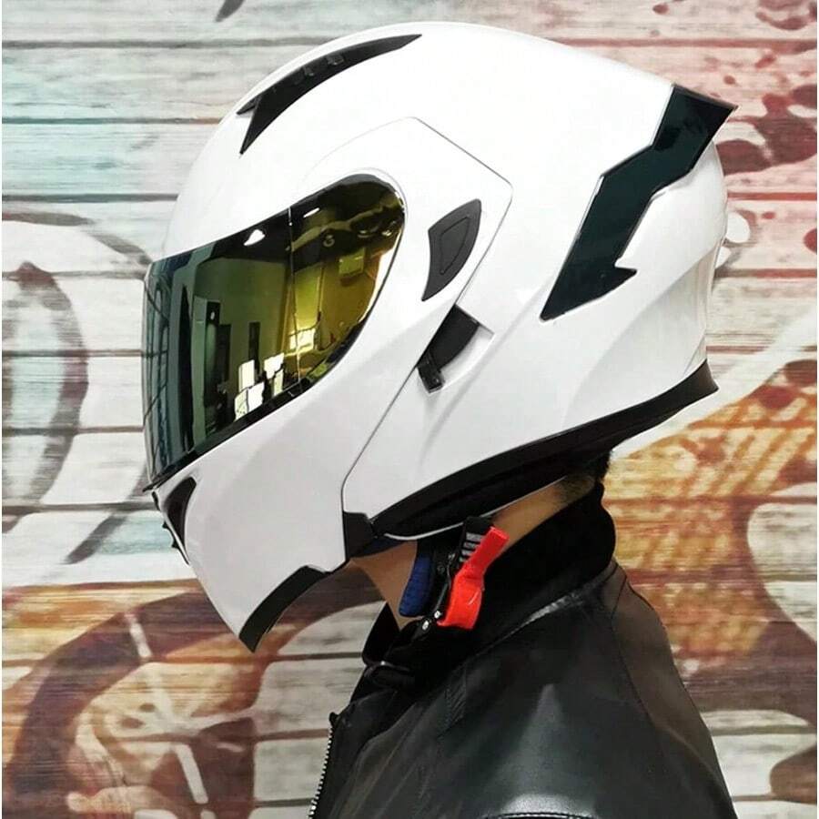BMX HelmetMotorbike Modular Hel-Met Full Face Flip Up Motorcycle Hel-Met Dot Approved Lightweight Ventilation Design with Double Visor For Adult Men and Women - A1 - Ver 1