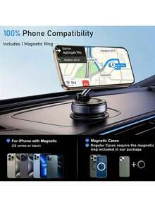 Suporte de Telefone Magnético Ajustável 360°, Adequado para Carro/Academia/Espelho/Superfície Lisa/Espelho do Banheiro. Suporte de Telefone para Carro Dobrável e Portátil Universal, Compatível com Todos os Smartphones e Veículos. Design Dobrável, Adsorção Estável, Ajuste de Altura. Suporte de Telefone Magnético para Carro Dobrável, Suporte de Telefone com Ventosa a Vácuo Mecânica, Aplicável para Carro/Academia/Espelho/Superfície Lisa. Inclui Anel Guia Magnético. Compatível com iPhone, Telefone Android, Presente para Aniversário, Família, Presentes de Amigos Aniversário Acessórios de Carro Forte Capacidade de Carga - Multicolorido - Visão 8