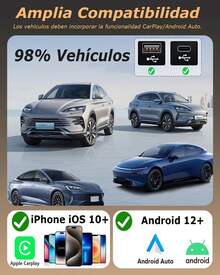 MONSTE ptador Inalámbrico CarPlay &amp; Android Auto para Coche, 2-EN-1 Wireless CarPlay pter,Plug &amp; Play con Puerto USB\/Type-C,Vehículos con CarPlay,para  iOS 10+ &amp; Android 12+ - Oro rosa - Ver 6