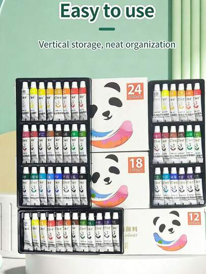 Set de 24/18/12 pinturas de acuarela mixtas, pigmentos de pintura versátiles, kit de dibujo artístico profesional, paleta portátil de colores de 5ML, adecuado para aprendizaje, artistas, adolescentes, manualidades, bullet journaling, útiles escolares