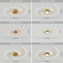 Elegant 42-Light Modern Flower Ceiling Lamp With Firework Petals - Upgraded Design For Stunning Living Room & Bedroom Ambience - Vàng - Xem 11