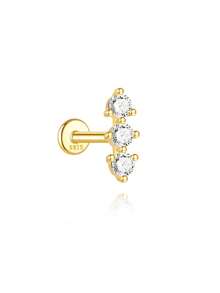 1pc 925 Sterling Silver Cartilage Earrings For Women Flat Back Hypoallergenic Stud Hoop Cartilage Earring Daith Conch Tragus Helix Piercing Jewelry Gift For Women - Gold - View 24