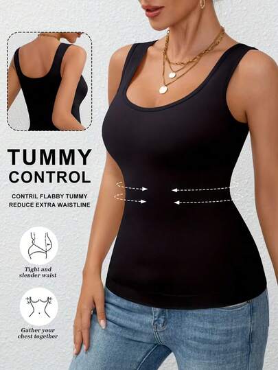 LRNG XMNG EA Women Seamless Compression Camisole, Sleeveless Comfortable Shapewear, Fitness Waist Trainer Top, Solid Color Undershirt