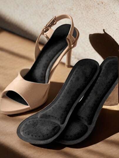 QKC 1 Pair Self-Adhesive Shoe Insoles For High Heels, Women's Comfortable Breathable Cushioned Insoles, 7 Inch