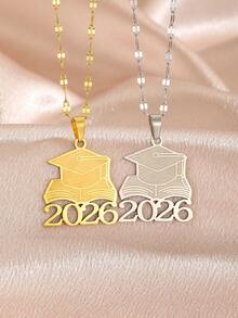 2026届毕业帽项链，不锈钢双色金银款，男女皆宜，适合作为毕业或返校礼物送给朋友和同学。 - 彩色 - 查看 3