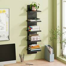 Tomnk 5-Tier Floating Wall Shelf, Wall Decor, Versatile Storage & Display, Sleek Space-Saving Display & Storage Rack, For Bedroom, Living Room, Office - Multicolor - View 6