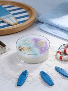 1支海洋贝壳香氛蜡烛，营造浪漫氛围，家居装饰，舒缓身心，适合派对、节日、送礼。