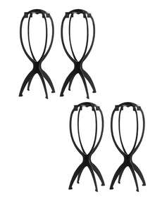 10/5/3件套假发支架，适用于14.2英寸假发，便携式旅行假发晾干架（黑色）