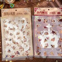3pcs/Pack Vintage Foil Stamping Jewelry Sticker Scrapbooking Supplies, Full Sheet Cutting Collage Stickers, Crown, Necklace, Diary, Cute Stickers, Stationery, School Supplies Scrapbook Supplies - Multicolor - View 6