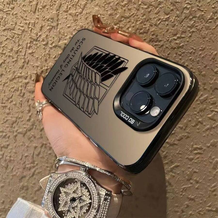 Fundas exclusivas para teléfonos, diseño de patrón de ala y escudo, resistentes a la suciedad, elegantes y modernas, para for 16/17, 16 Plus, 16 Pro, 16 Pro Max, for 15, 15 Plus, 15 Pro, 15 Pro Max, 14, 14 Plus, 14 Pro, 14 Pro Max, 13, 13 Pro, 13 Pro Max, 12, 12 Pro, 12 Pro Max, 11, 11 Pro Max, 7, 8, X, XS. - Negro - Ver 1