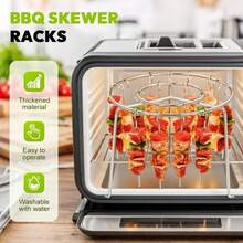 2PCS Air Fryer Stainless Steel Grill Vertical Skewer Hanging Kebab Rack Tool - Silver - View 5