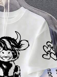 Tween Girl Cartoon Graphic Print Round Neck Short Sleeve T-Shirt - White - View 4